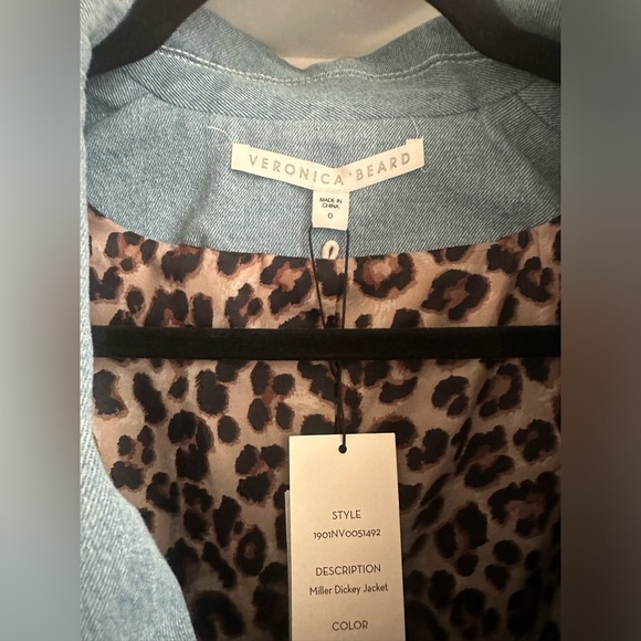 ❌SOLD❌Veronica Beard Miller Dickey Denim Blazer RARE white buttons blue leo - Picture 6 of 11